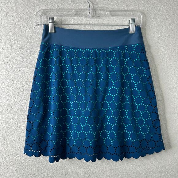 Title Nine Laser Cut Scalloped Hem Skort XS Blue Turquoise Activewear - Picture 6 of 9